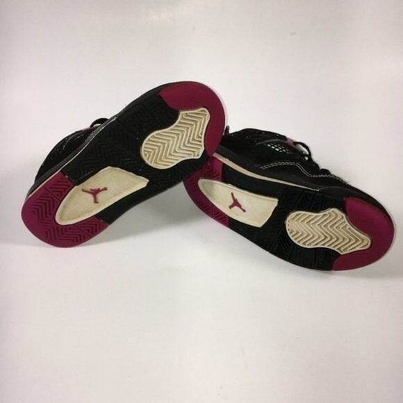 NIke Air Jordan Retro 4 Exclusive Fuchsia Lime Girl’s Basketball Shoes Size 10 - Picture 5 of 5